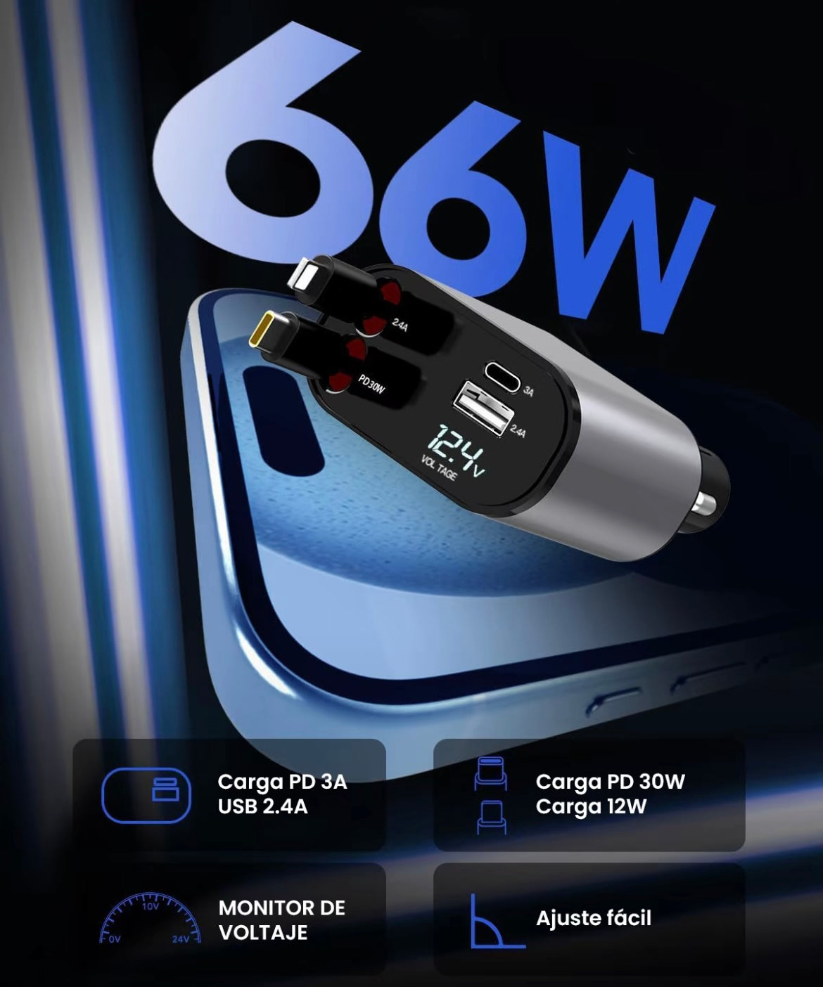 AutoCharge: Cargador múltiple de coche para móviles