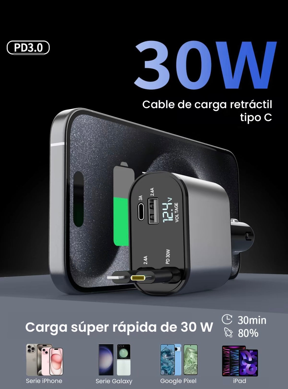 AutoCharge: Cargador múltiple de coche para móviles